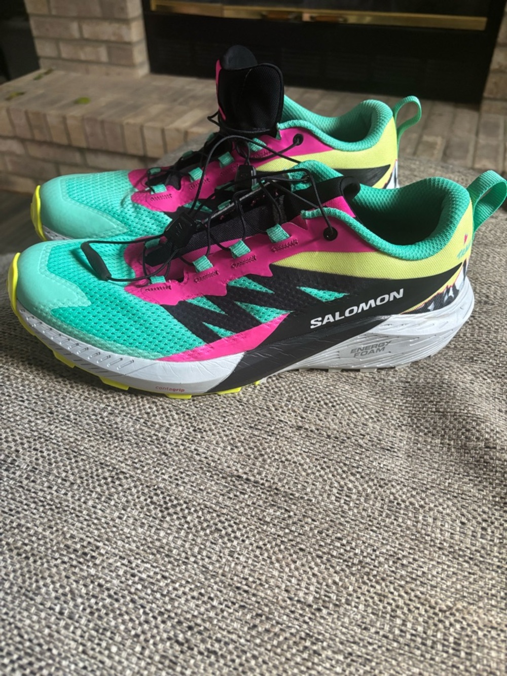 Salomon Women's sense ride 5 Teal Pink Neon Trail Runners